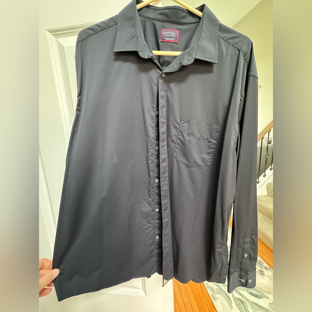 UNTUCKit Gironde Shirt Mens 3XL Black Solid Performance‎ Nylon Spandex Stretch